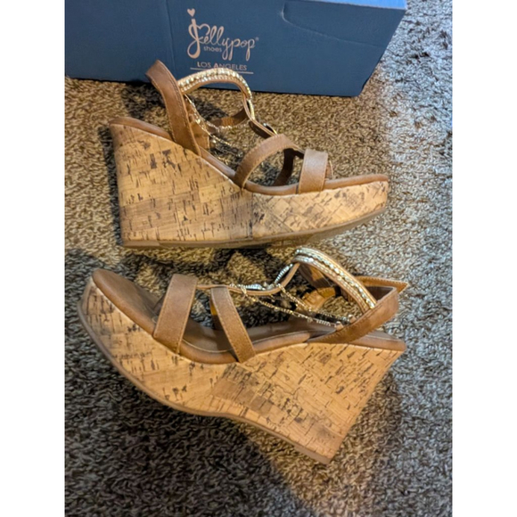 Women's Jellypop Brown Wedge Sandals Size 6 - Picture 4 of 6